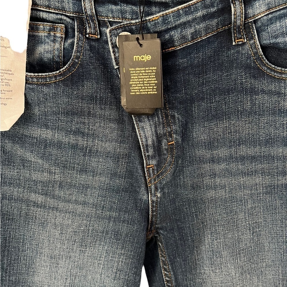 NWT Maje Medium Wash Denim Pants with Raw Hem Size 27 - Picture 6 of 7